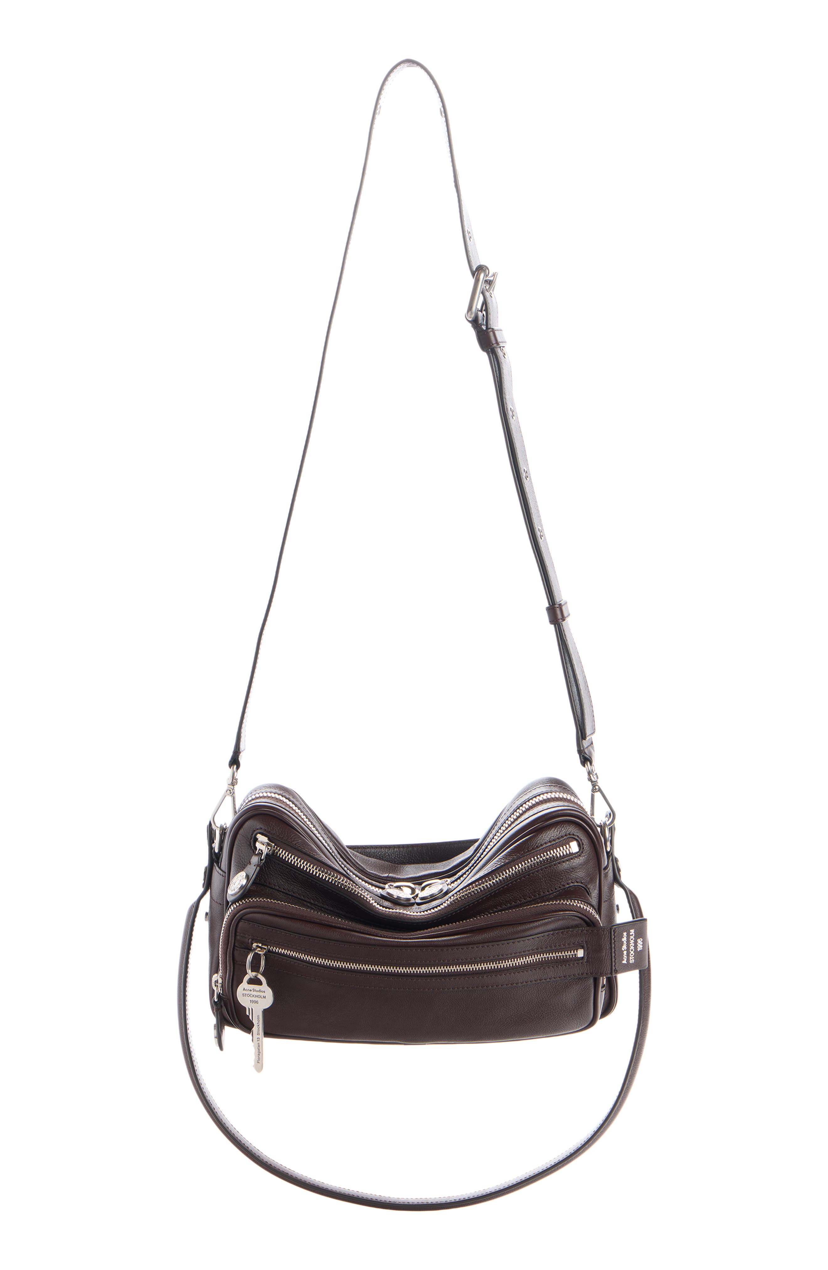 Small Camero Leather Shoulder Bag, Alternate, color, CHOCOLATE BROWN
