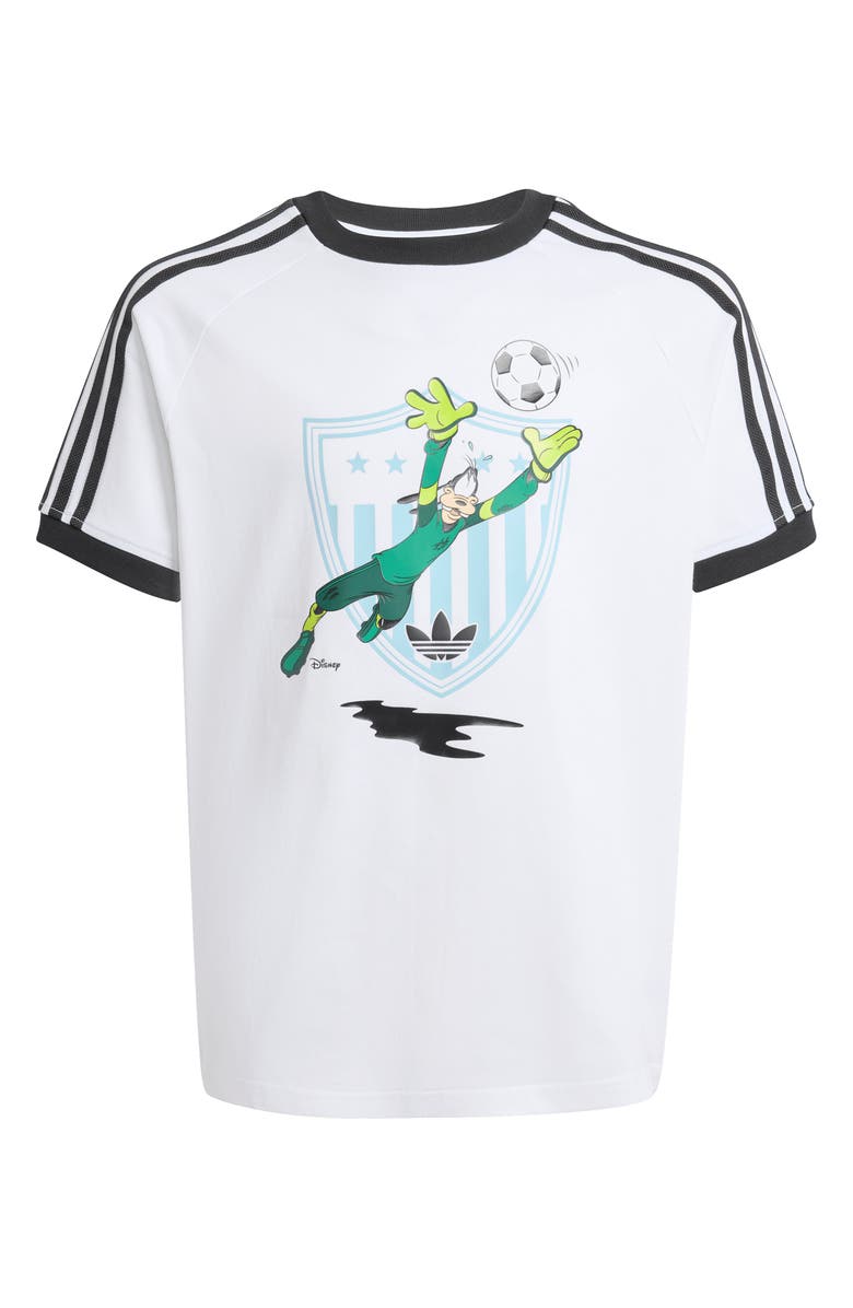adidas Originals x Disney Kids' Cotton Graphic T-Shirt, Main, color, White/ Black