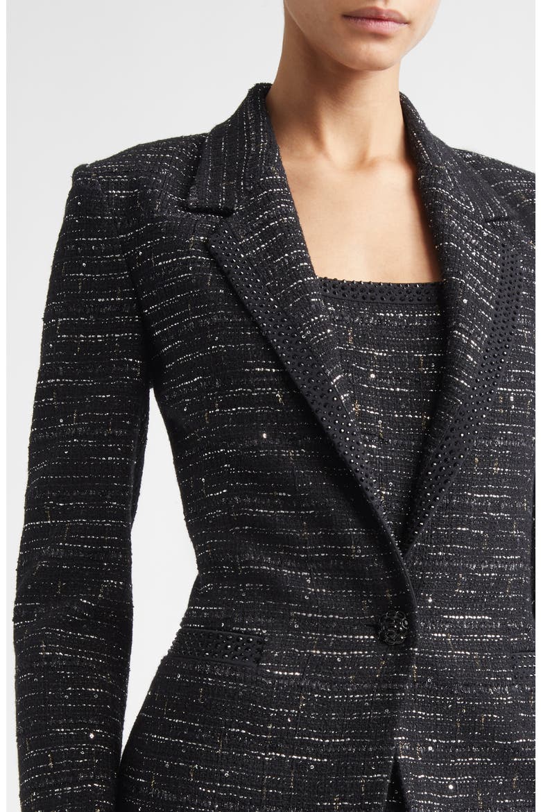 Cannes Stud Trim Tweed Jacket, Alternate, color, BLACK METALLIC MULTI