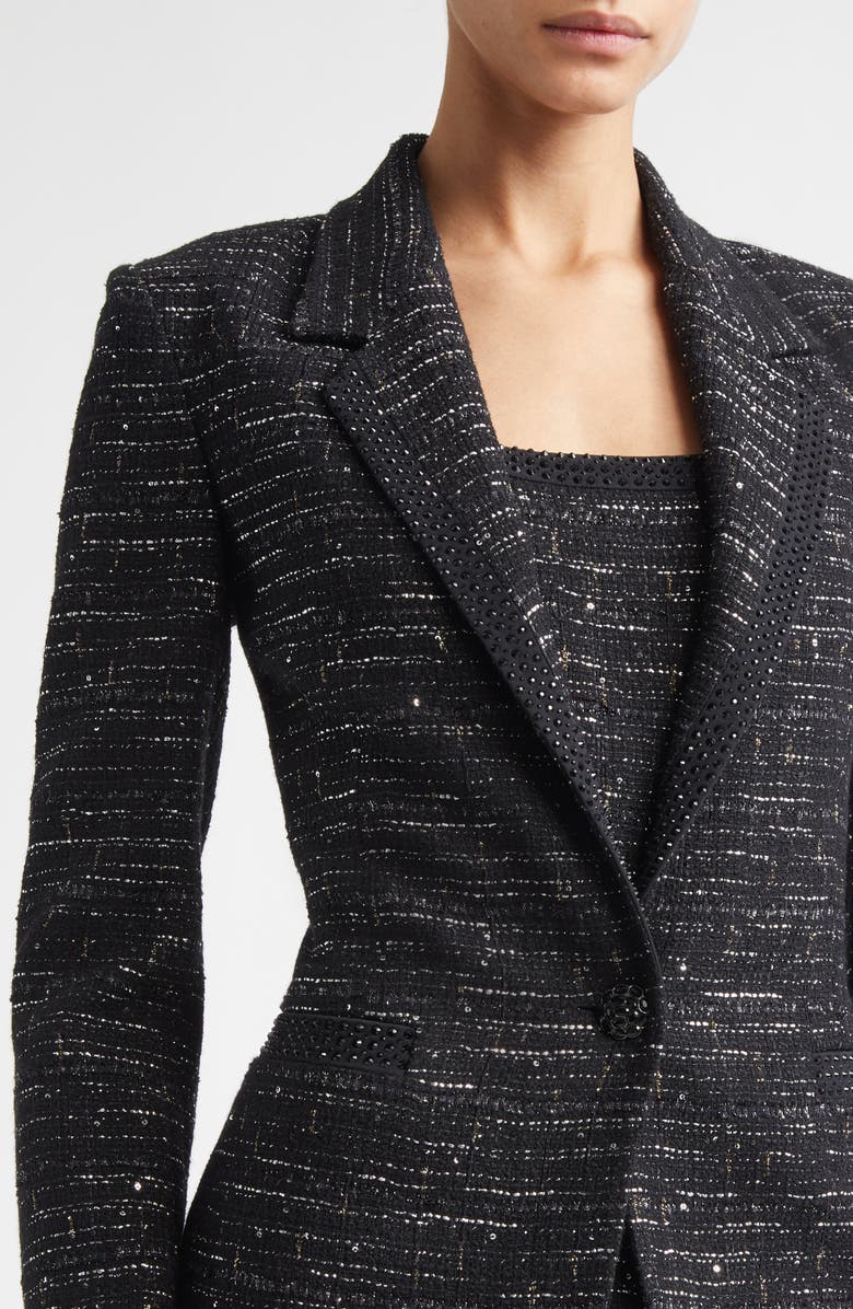 ST. JOHN Cannes Stud Trim Tweed Jacket, Alternate, color, Black Metallic Multi