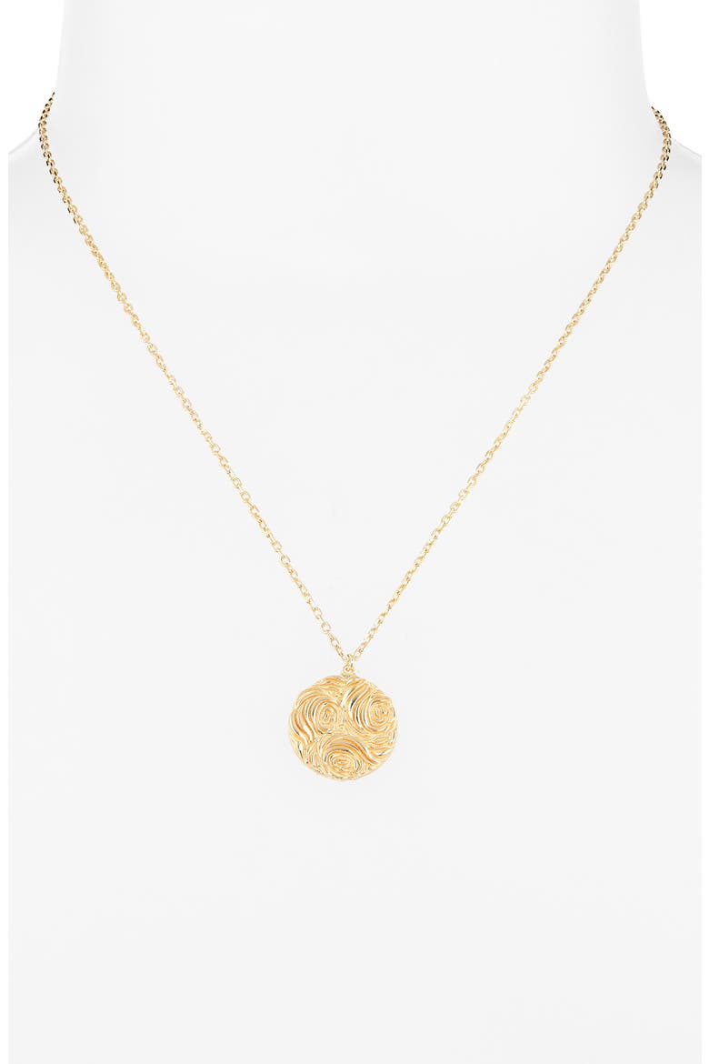 x Loverly Grey Design Flower Coin Pendant Necklace, Alternate, color, GOLD