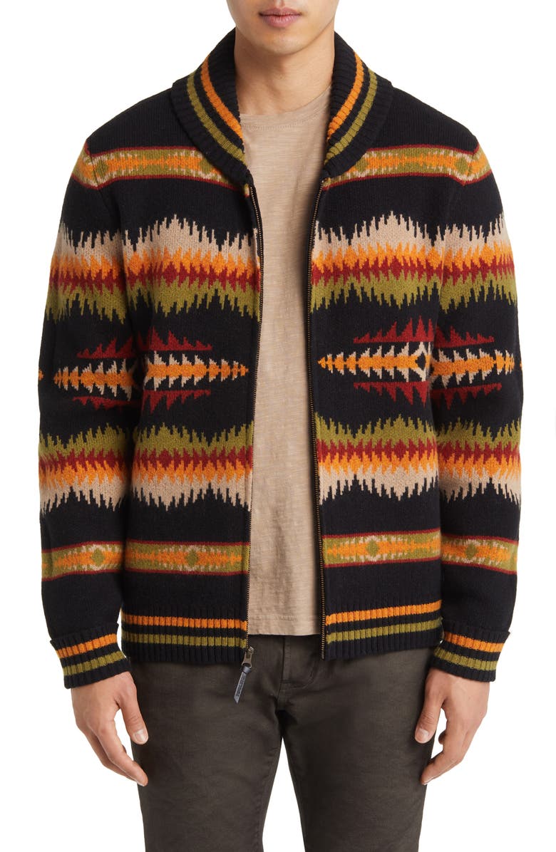 Pendleton Tye River Zip Front Lambswool Cardigan, Main, color,