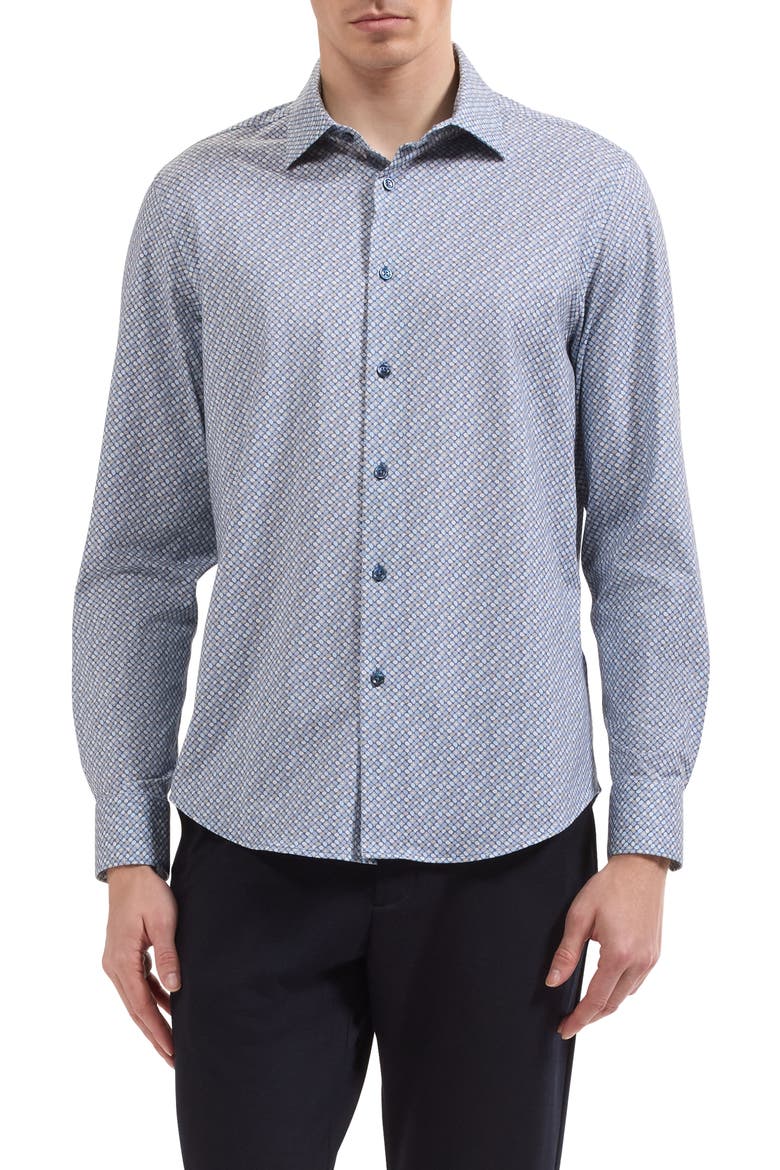 James OoohCotton® Print Button-Up Shirt, Main, color, MARINE BLUE