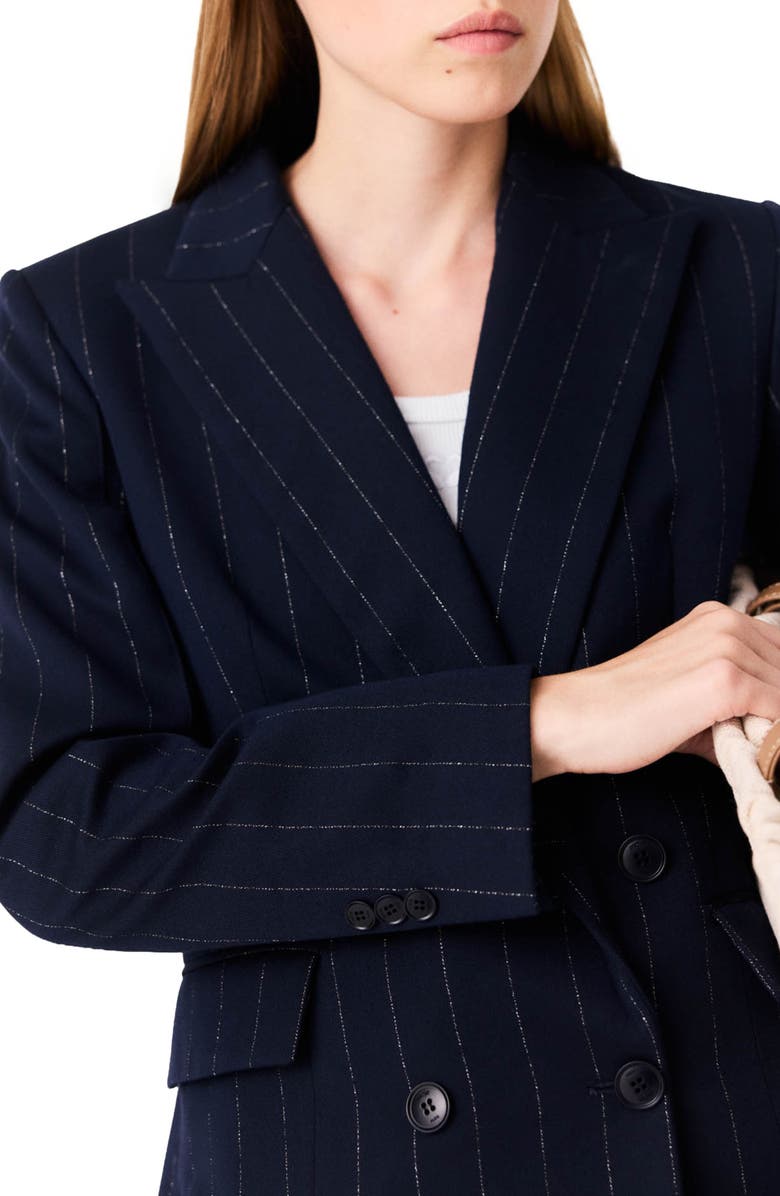maje Double-breasted suit jacket, Alternate, color, Navy