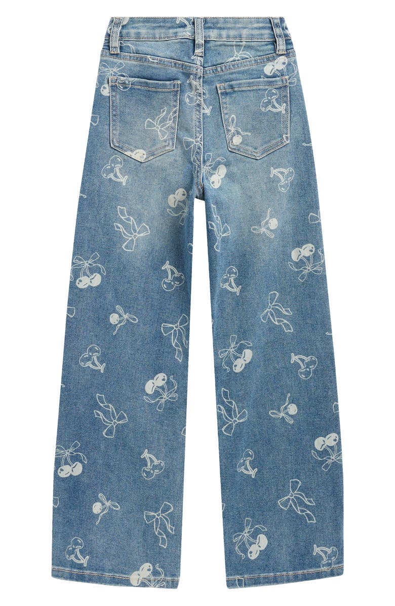 YMI Kids' Cherry & Bow Print Wide Leg Jeans, Alternate, color, Medium