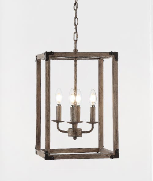 Jonathan Y Magnolia 4-light Adjustable Iron Rustic Farmhouse Led Pendant In Brown