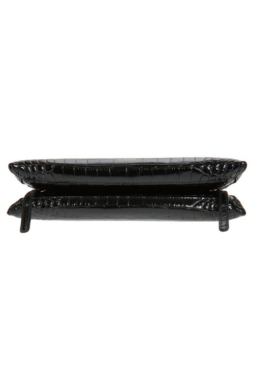 Ree Projects Elieze Croc Embossed Patent Leather Clutch In Black