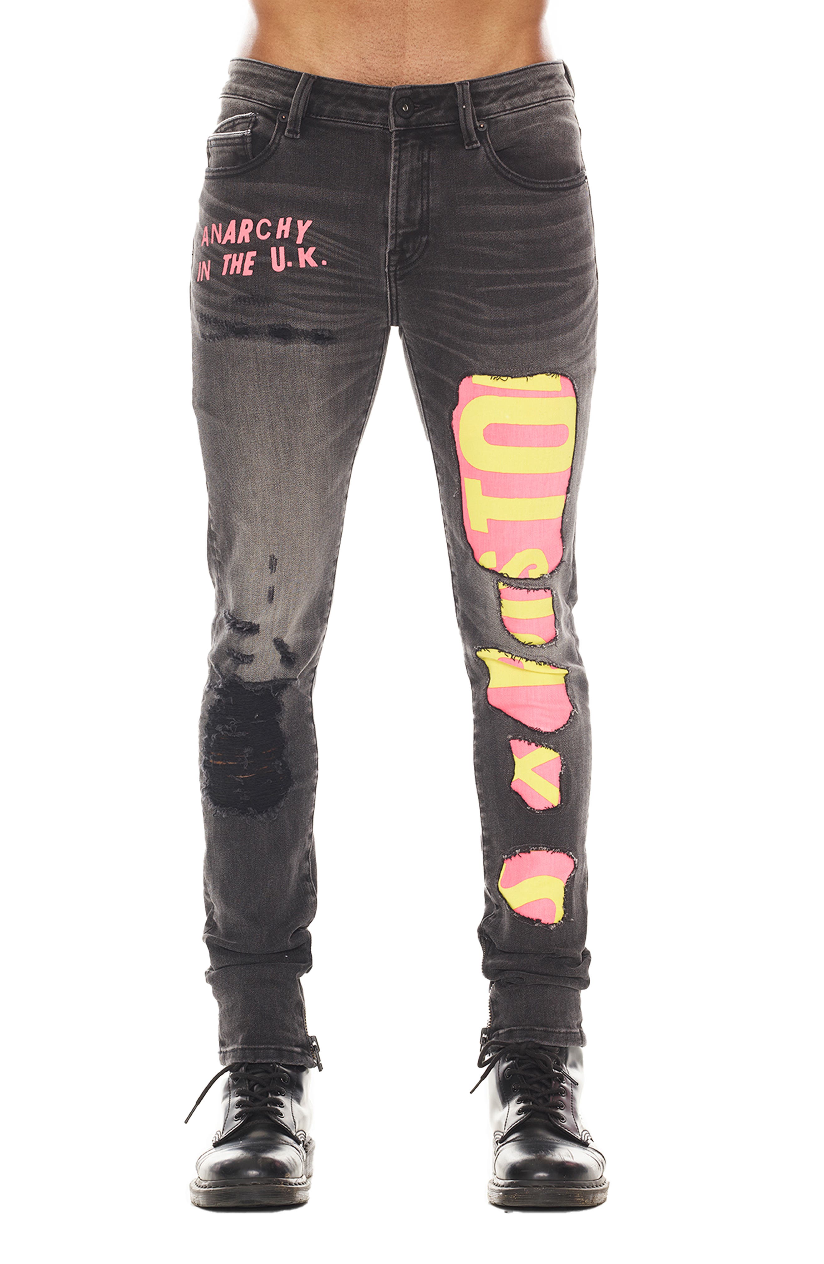 Cult of Individuality Punk Sex Pistols Distressed Rigid Super Skinny Jeans
