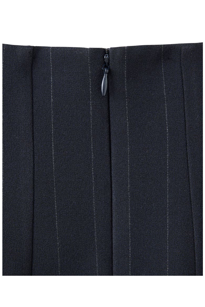 Pinstripe High Waist Midi Skirt, Alternate, color, NAVY