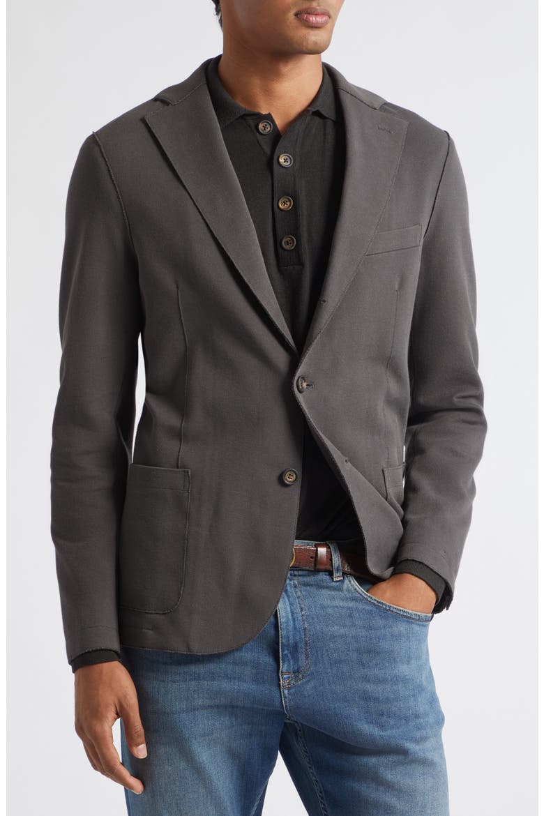 Slim Fit Piqué Sport Coat with Removable, Hooded Bib, Alternate, color, 22N BLACK
