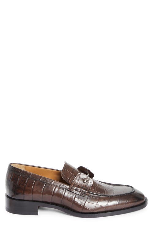 Christian Louboutin Chambelimoc Croc Embossed Loafer In Brown