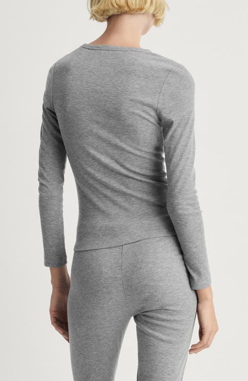 Mango Rib Long Sleeve T-shirt In Grey