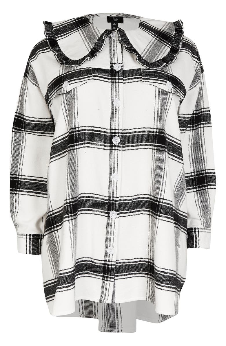 River Island Check Ruffle Collar Shirt, Alternate, color, 