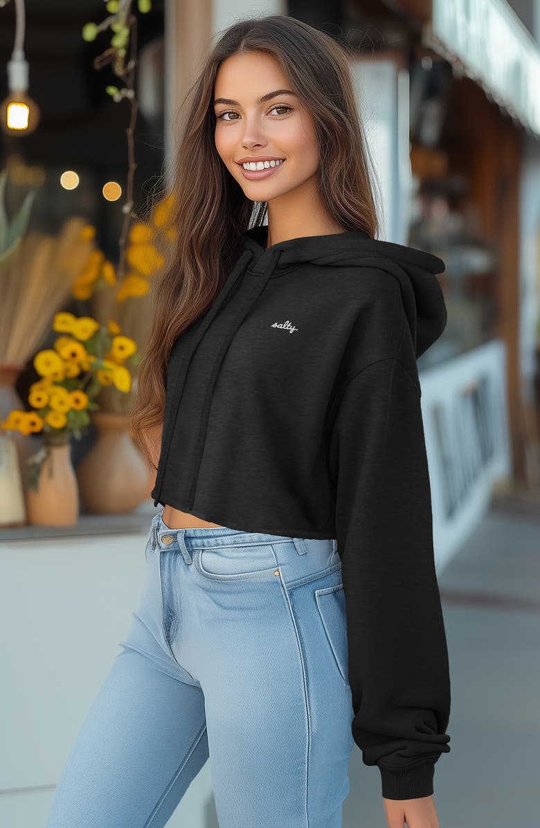 Dalix Womens Salty Midweight Fleece Cropped Hooded Sweatshirt, Alternate, color, Dark Heather