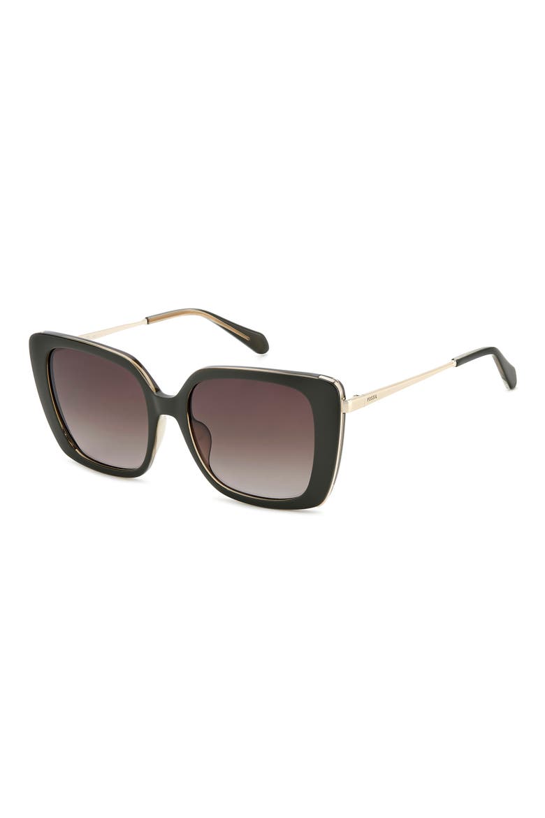 54mm Gradient Square Sunglasses, Alternate, color, KHAKI/ BROWN SF