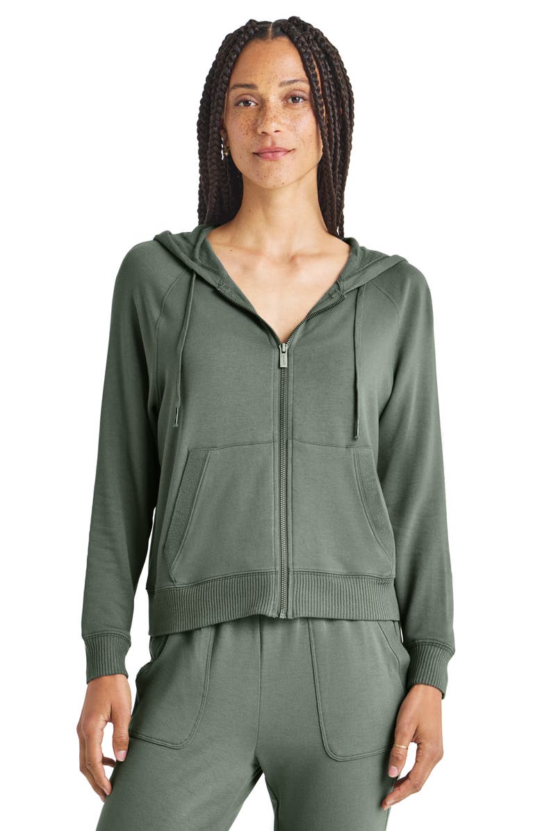 Splendid Supersoft Zip-Up Hoodie, Alternate, color, Soft Olive