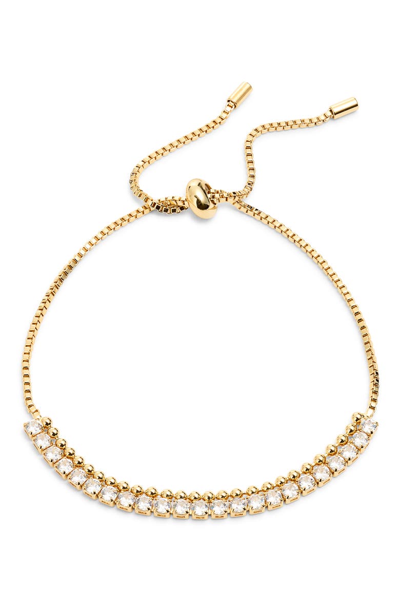 Cubic Zirconia Adjustable Tennis Bracelet, Main, color, CLEAR- GOLD