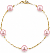 The Pearl Source 14K Gold Pink Freshwater Pearl Tincup Bracelet