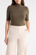 Elie Tahari Mock Neck Elbow Sleeve Top