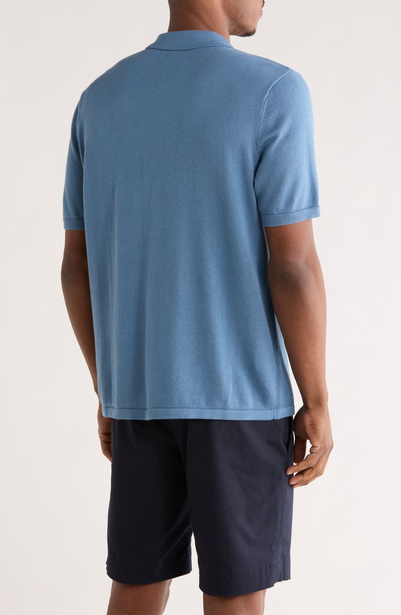 Original Penguin Honeycomb Short Sleeve Cotton Piqué Button-Up Shirt, Alternate, color, Copen Blue