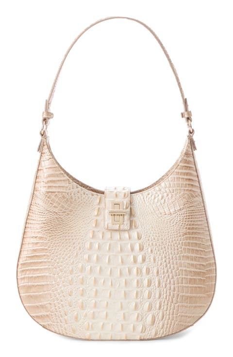 Fallon Croc Embossed Leather Shoulder Bag