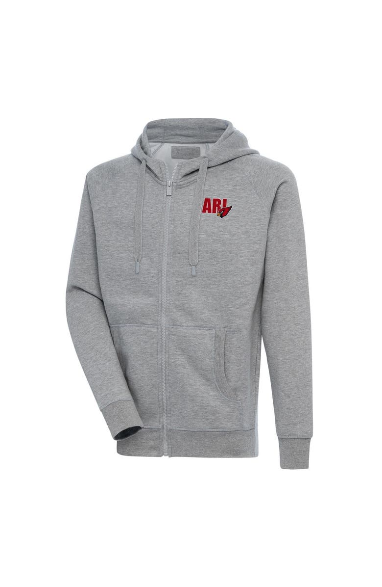 ANTIGUA Men's Antigua  Heather Gray Arizona Cardinals Victory Full-Zip Hoodie, Main, color, 