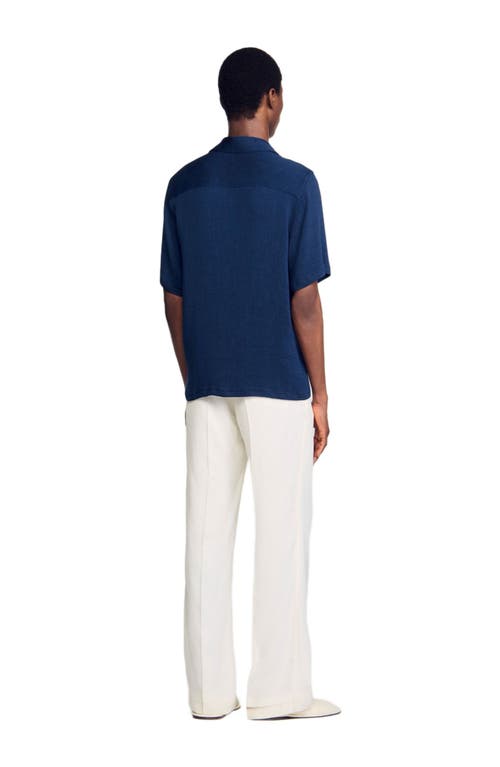 Sandro Pleated Shirt In Royal Blue