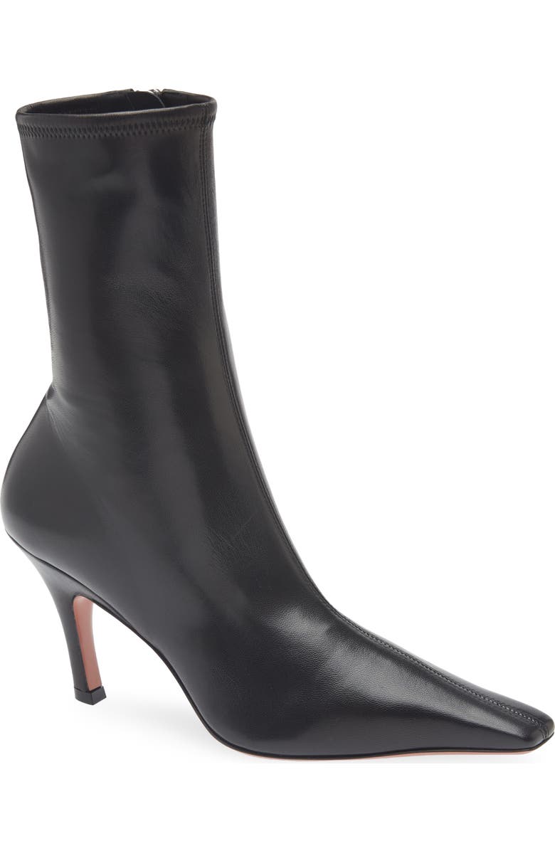 Amina Muaddi Jamie Stretch Bootie, Main, color, Stretch Nappa Black