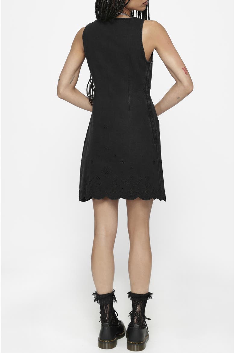 Ayr Broderie Denim Pinafore Dress, Alternate, color, Black