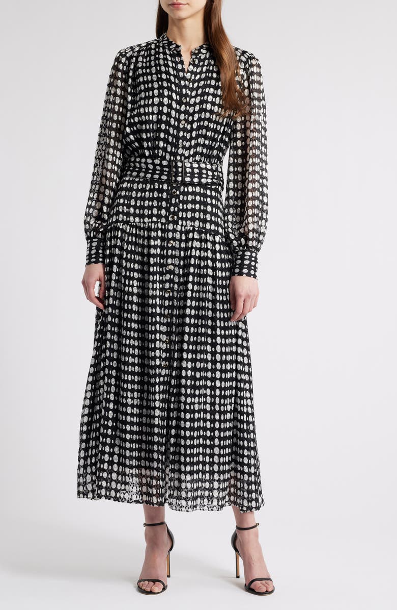 Elie Tahari The Rue Dot Print Long Sleeve Dress, Main, color, 