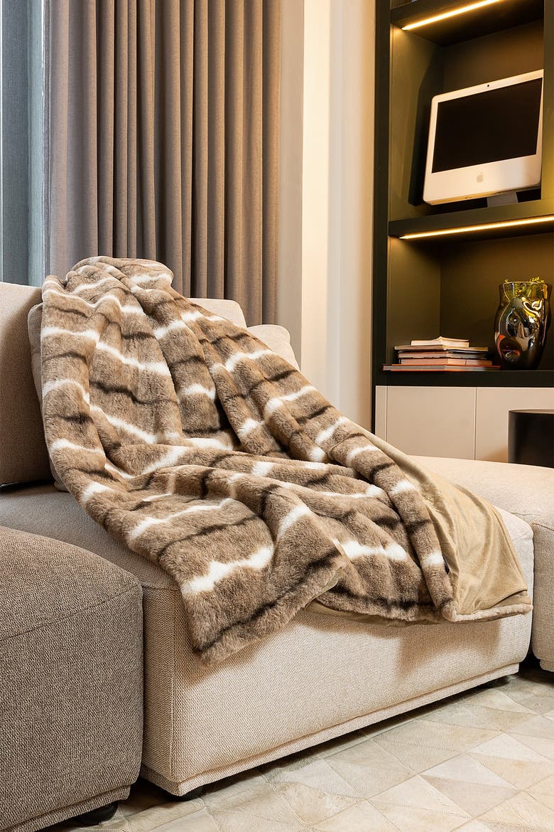 Faux Fur Throw - 50" x 60" - Beige Rabbit, Alternate, color, DAYTON BEIGE RABBIT