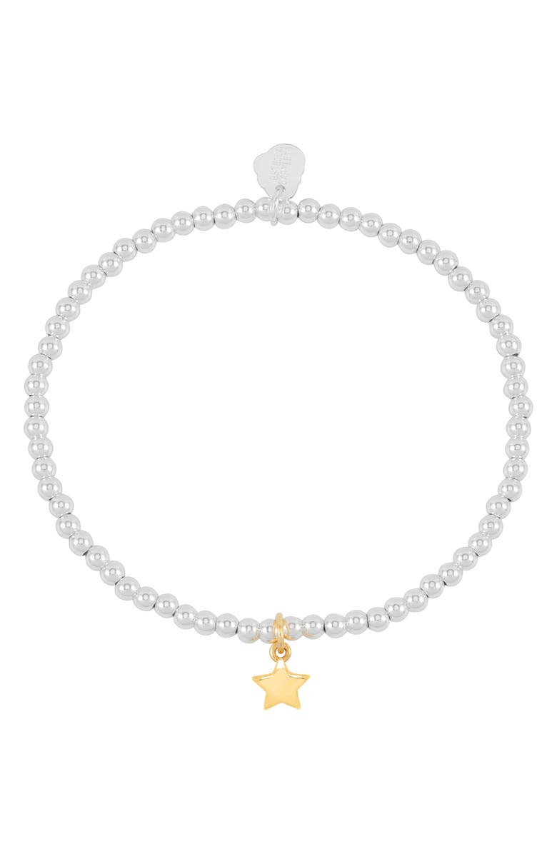 Estella Bartlett Puffed Star Sienna Beaded Stretch Bracelet, Alternate, color, Gold And Silver