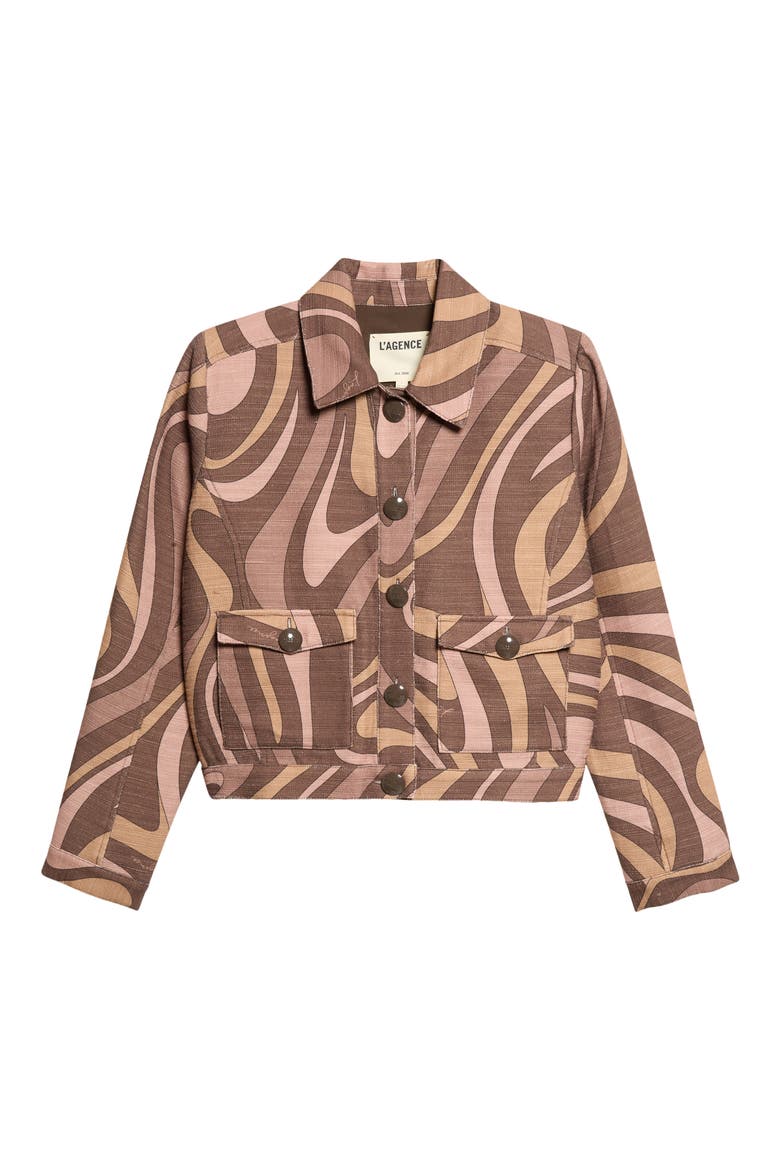 Nyx Abstract Crop Jacket, Main, color, SEPIA BROWN MULTI ABSTRACT