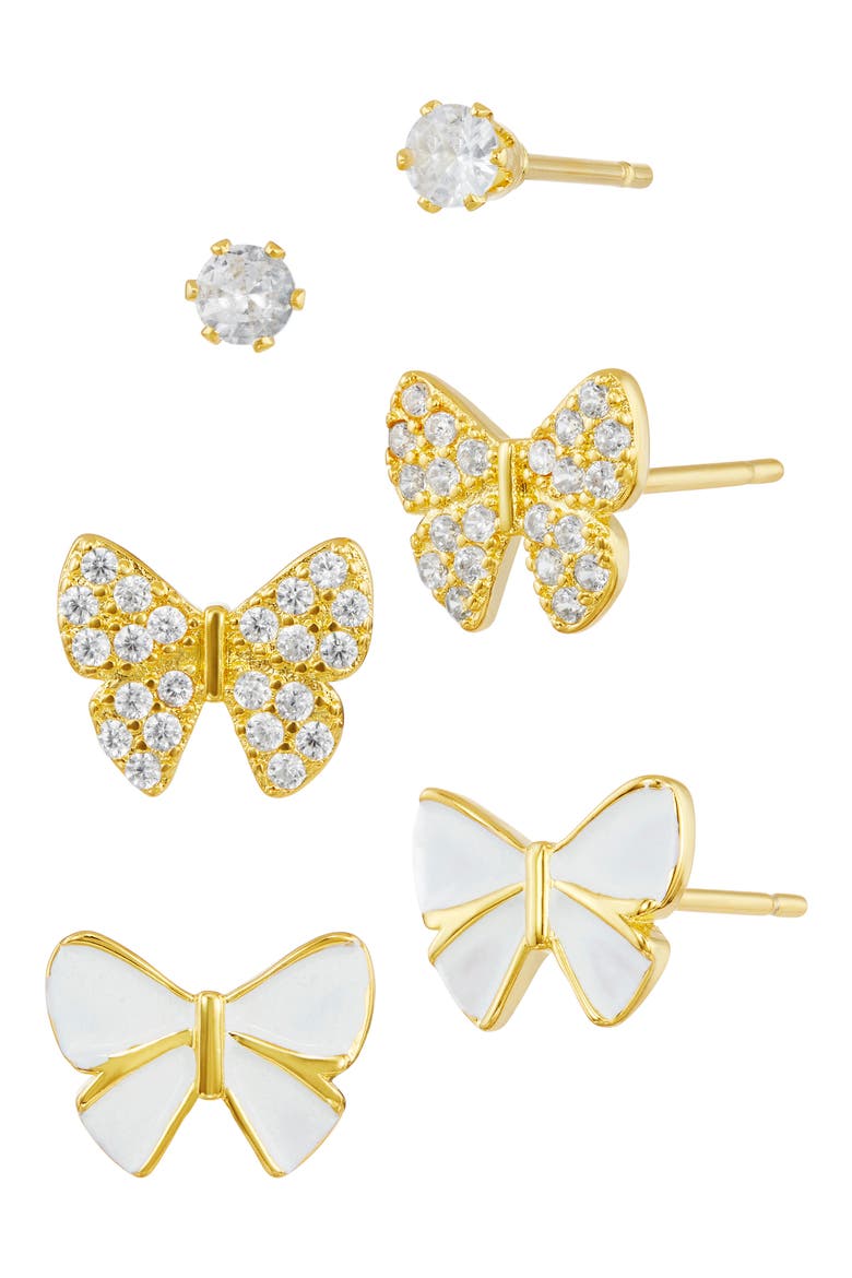 Set of 3 Assorted Stud Earrings, Alternate, color, YELLOW