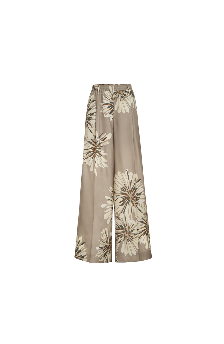 Brunello Cucinelli Bloom print pongee trousers, Main, color, Khaki