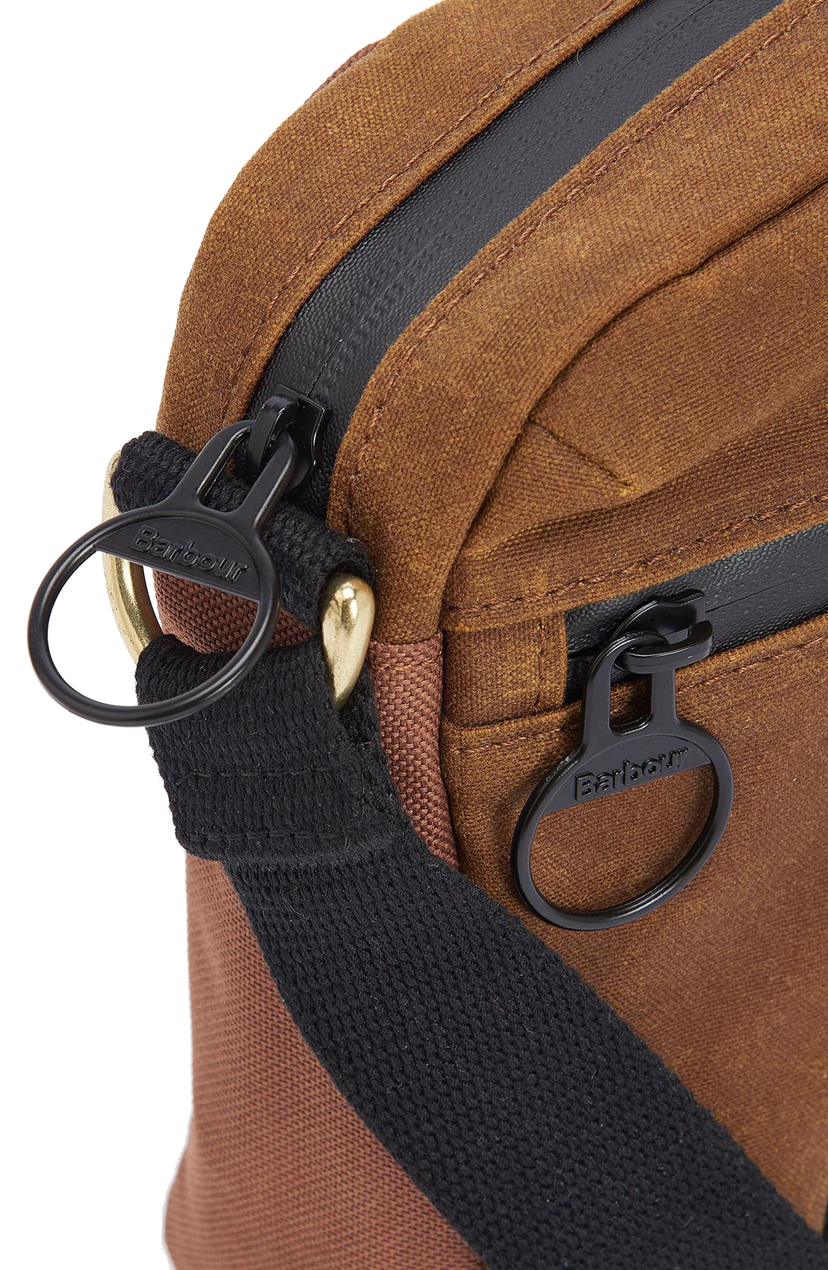 Barbour Field Water Resistant Waxed Cotton Crossbody Bag, Alternate, color, Tan/ Black