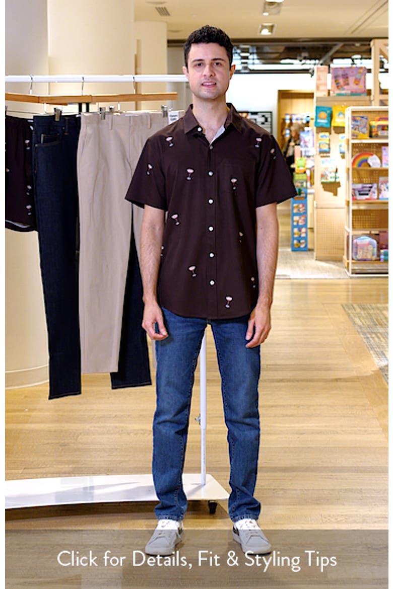 Espresso Martini Trim Fit Short Sleeve Performance Button-Down Shirt video