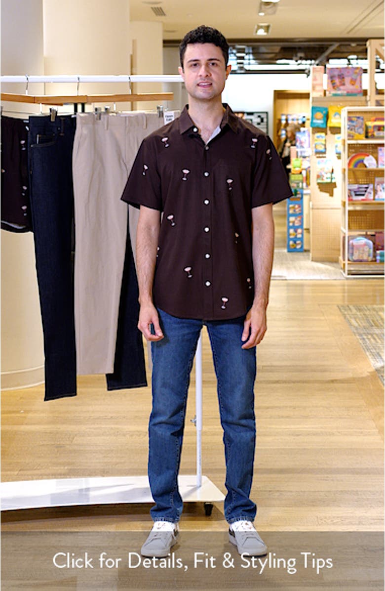 Espresso Martini Trim Fit Short Sleeve Performance Button-Down Shirt, sales video thumbnail