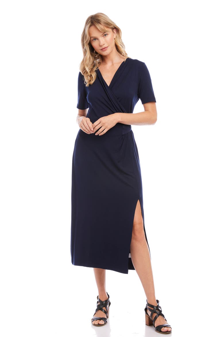 Faux Wrap Midi Dress, Alternate, color, NAVY