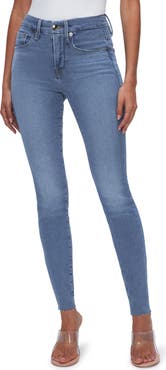 Good American Good Legs Raw Hem Mid Rise Skinny Jeans