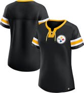 FANATICS Women's Fanatics  Black Pittsburgh Steelers Lace-Up Bling T-Shirt