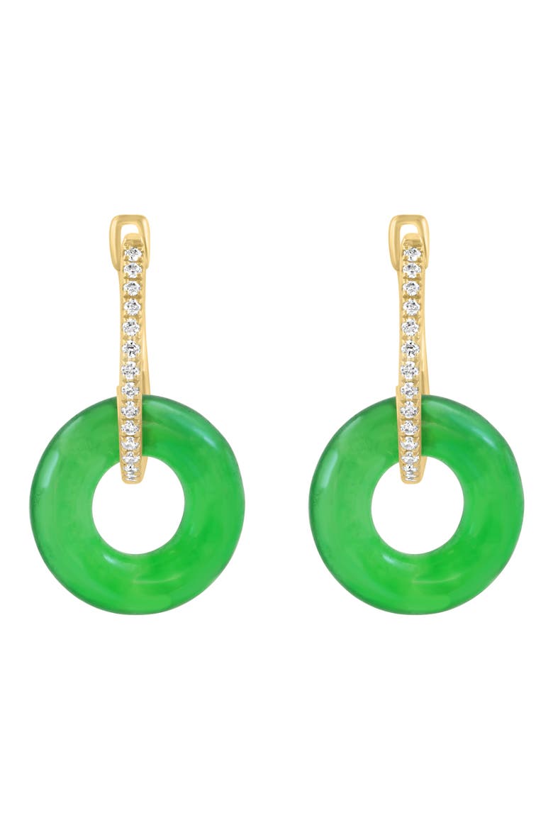 Jade & Diamond Earrings, Alternate, color, GREEN