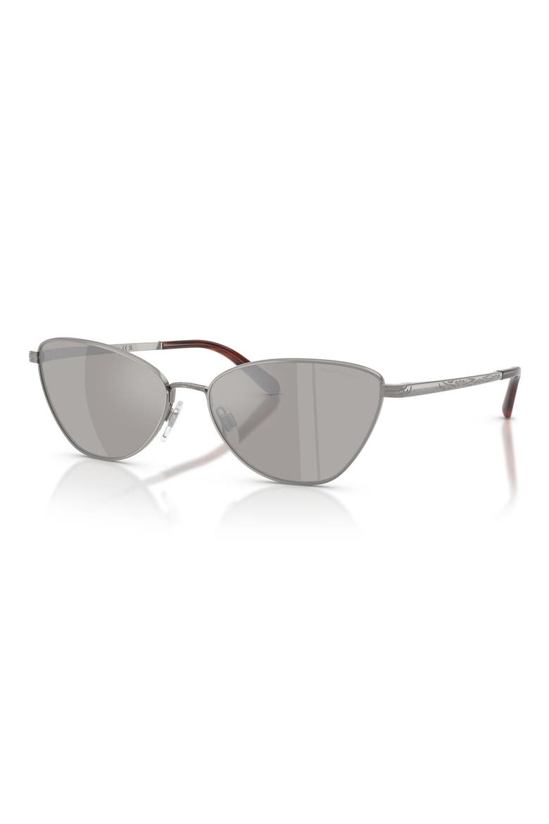 60mm Rectangular Sunglasses, Alternate, color, SHINY GUNMETAL / GRAY SILVER