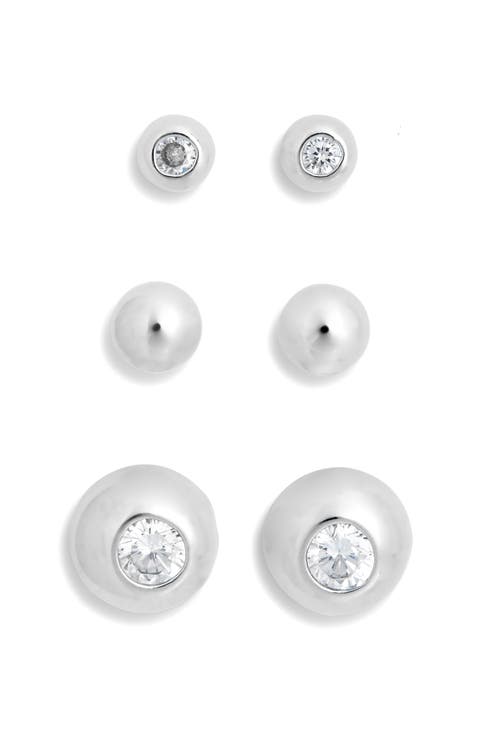 Set of 3 Ball Stud Earrings