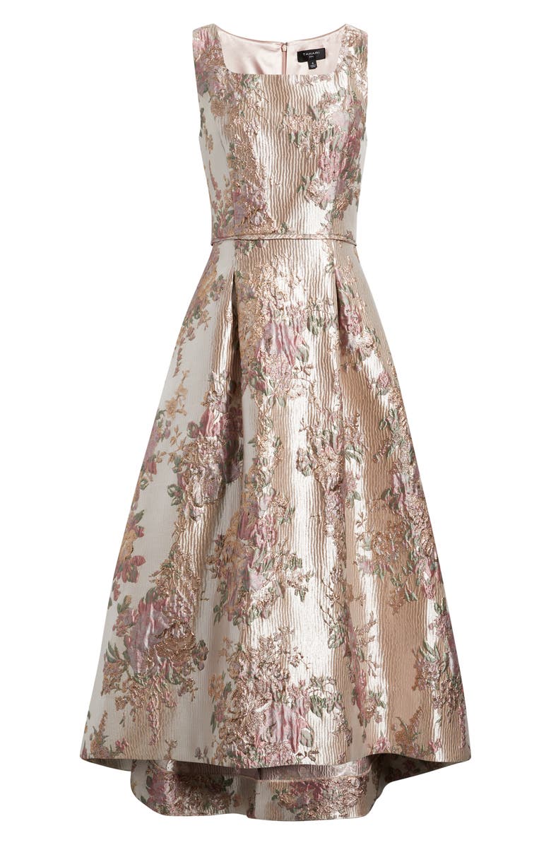Tahari ASL Metallic Jacquard Midi Cocktail Dress, Alternate, color, Petal