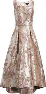 Tahari ASL Metallic Jacquard Midi Cocktail Dress