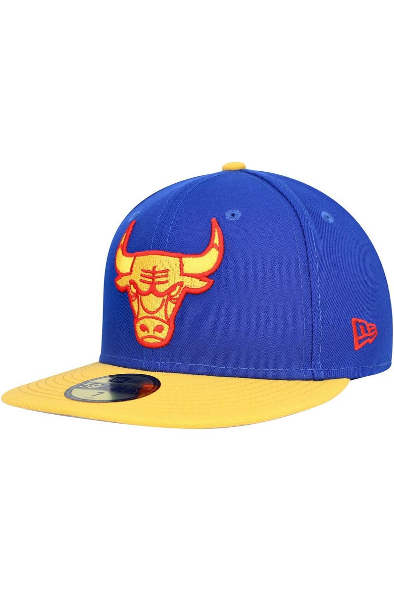 Men's New Era Blue Chicago Bulls Side Patch 59FIFTY Fitted Hat, Alternate, color, Blue