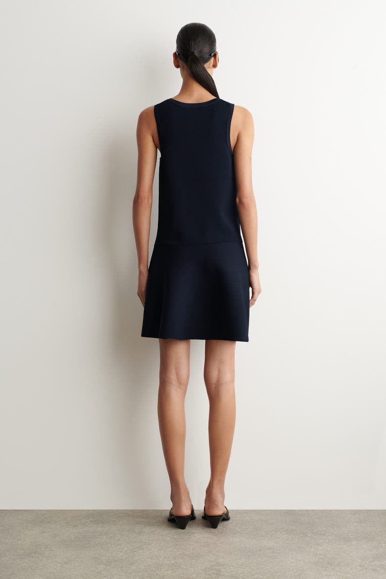 Flared Knitted Mini Dress, Alternate, color, NAVY