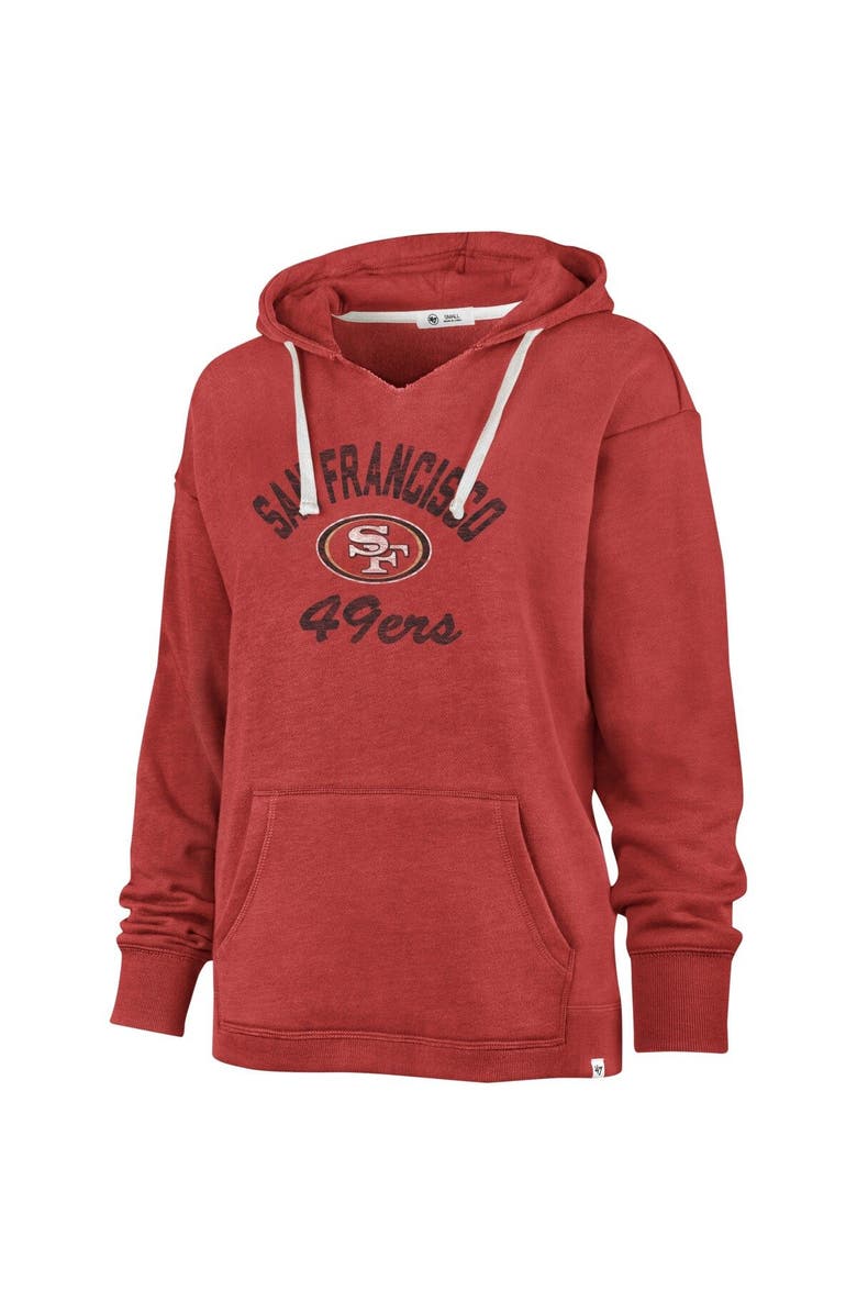 '47 Women's '47 Scarlet San Francisco 49ers Wrapped Up Kennedy V-Neck Pullover Hoodie, Alternate, color,