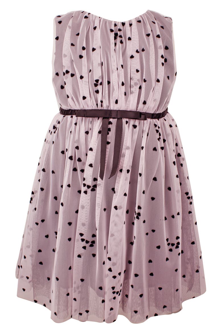 Heart Sleeveless Tulle Dress, Main, color, DUSTY PINK
